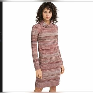 Prana Bisque Organic Cotton Wool Sweater Dress Chai Striped Womens Medium